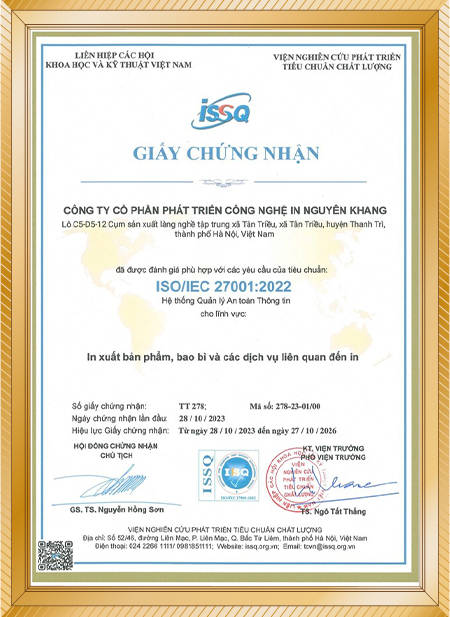 Công Ty Cổ Phần Phát Triển Công Nghệ In Nguyên Khang